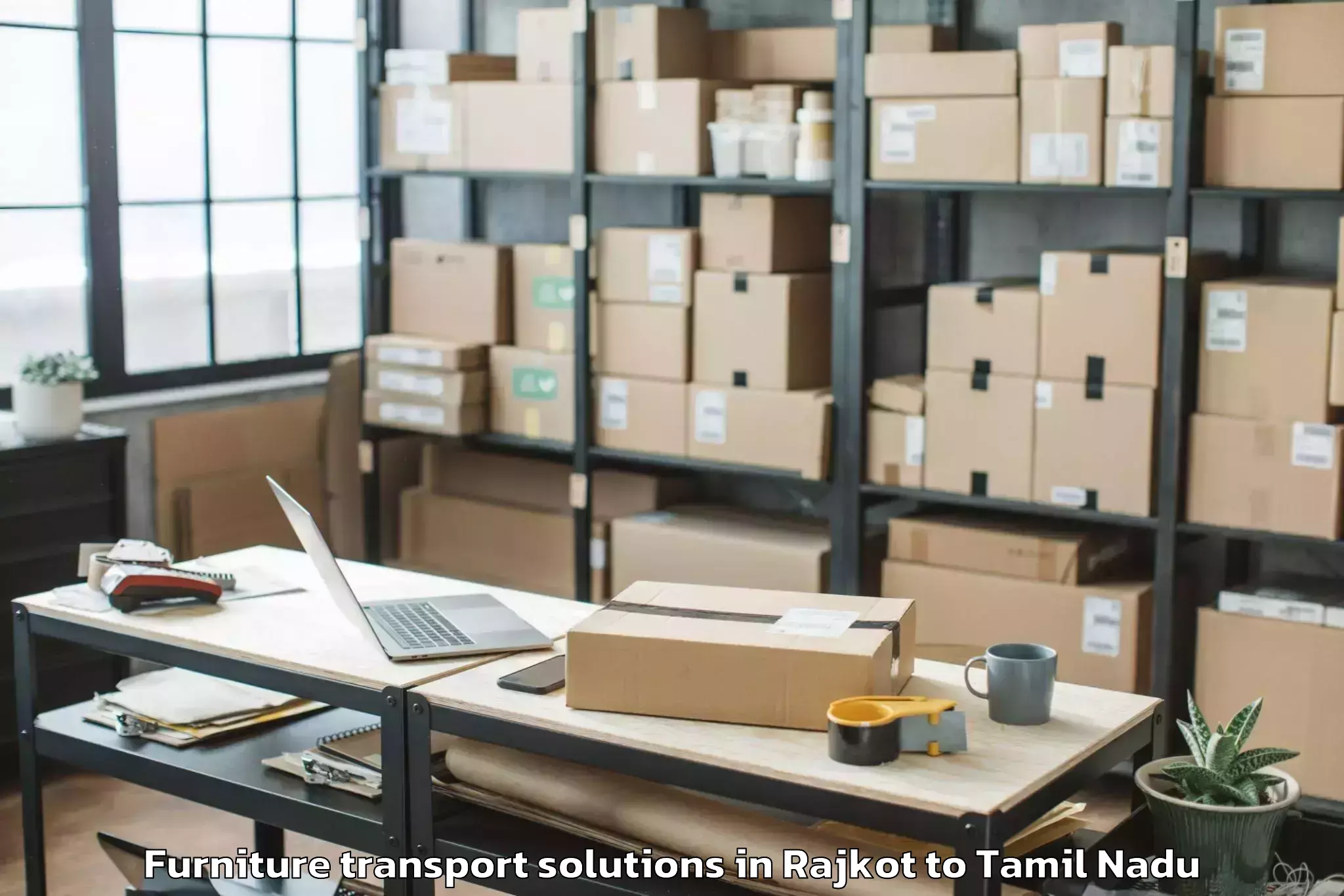 Professional Rajkot to Uthiramerur Furniture Transport Solutions